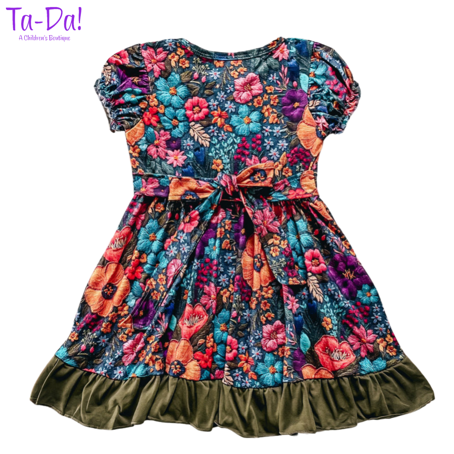 Embroidered Floral - WK Ruffle Hem Dress