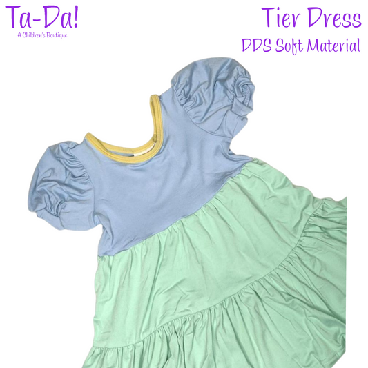 Blue & Mint Color Block - DDS Tier Dress