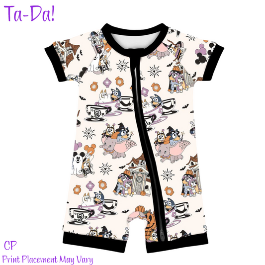 Haunted Pups - CP Bamboo Baby Shorty Romper (ETA: Mid September)