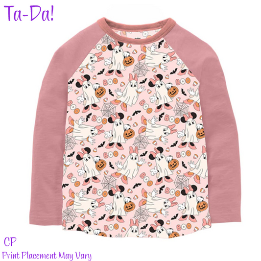 Mini Ghosts - CP Adult Bamboo Long Sleeve Top (ETA: Mid September)