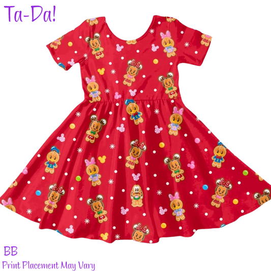 Gingerbread Friends - BB Short Sleeve Twirl Dress (ETA: Mid-October)