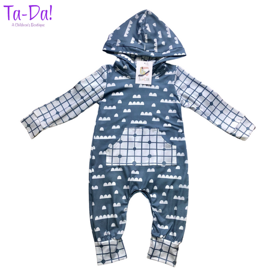 Grey Clouds - Hooded Infant Romper